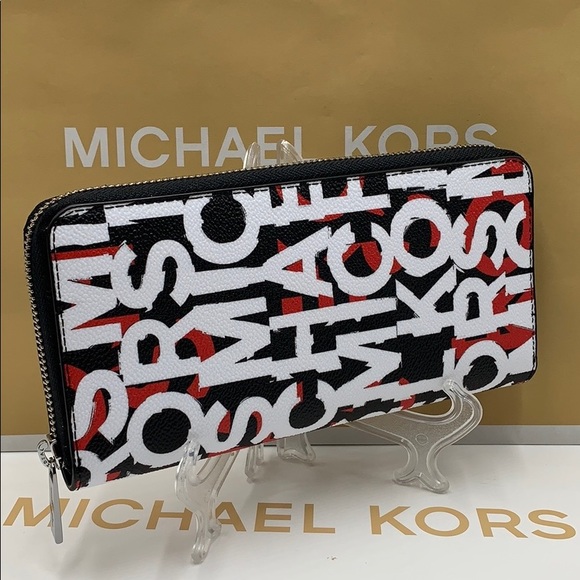 MICHAEL KORS COOPER TECH ZIP AROUND BLACK/MNDRINE - Picture 10 of 16